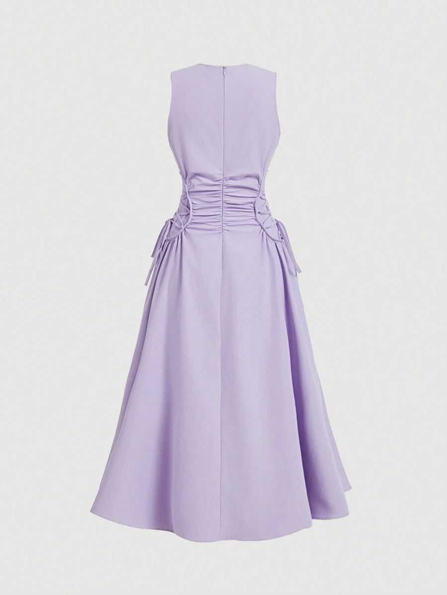 Robe Longue Unicolore à Volants Style Date Night