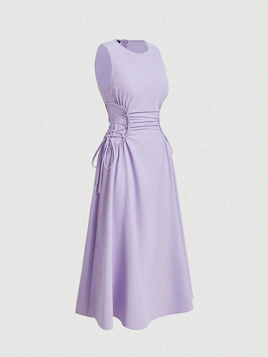 Robe Longue Unicolore à Volants Style Date Night