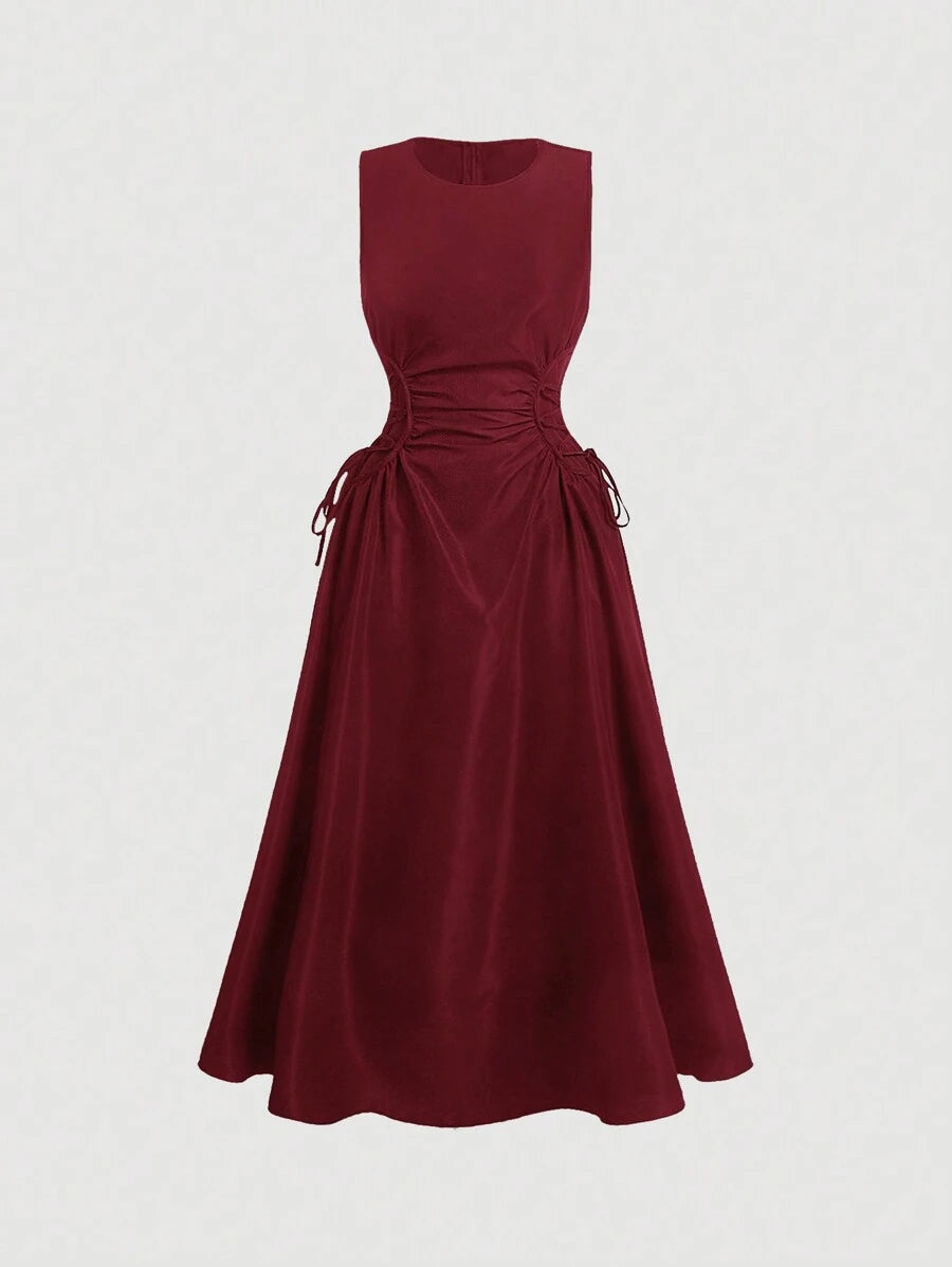 Robe Longue Unicolore à Volants Style Date Night