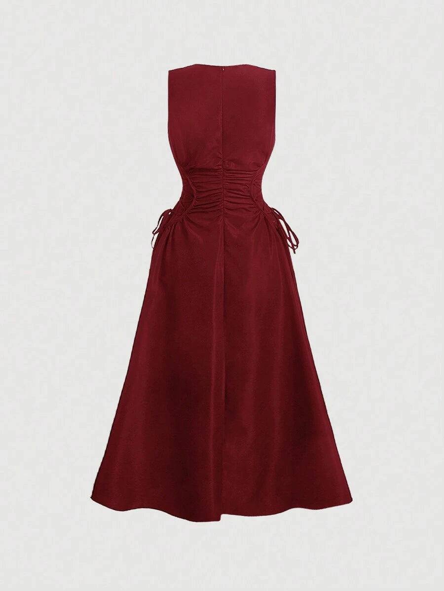Robe Longue Unicolore à Volants Style Date Night