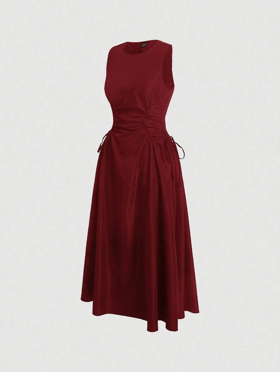 Robe Longue Unicolore à Volants Style Date Night