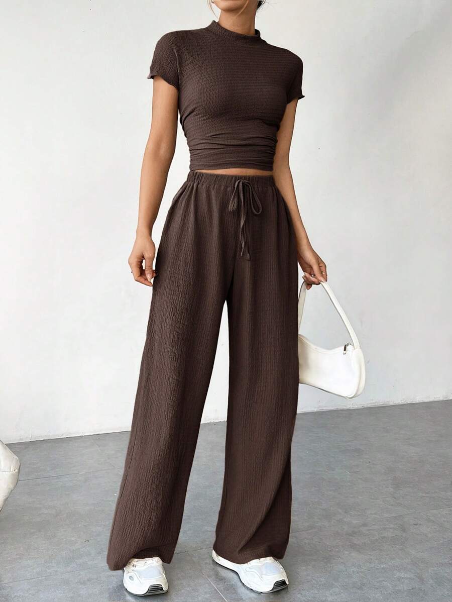 Ensemble Été Uni – Top Court & Pantalon Fluide