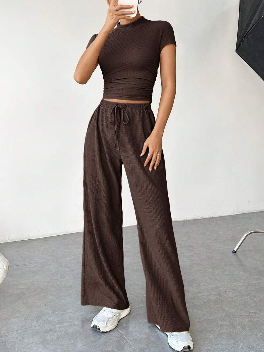 Ensemble Été Uni – Top Court & Pantalon Fluide