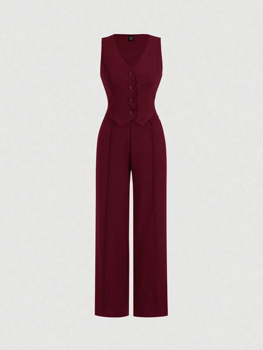 Tailleur Femme Bleu – Veste Boutonnée & Pantalon