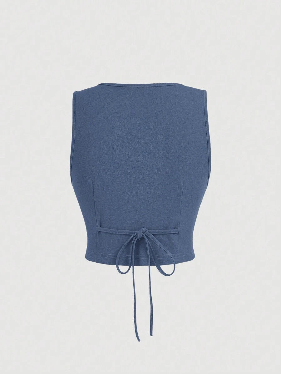 Tailleur Femme Bleu – Veste Boutonnée & Pantalon