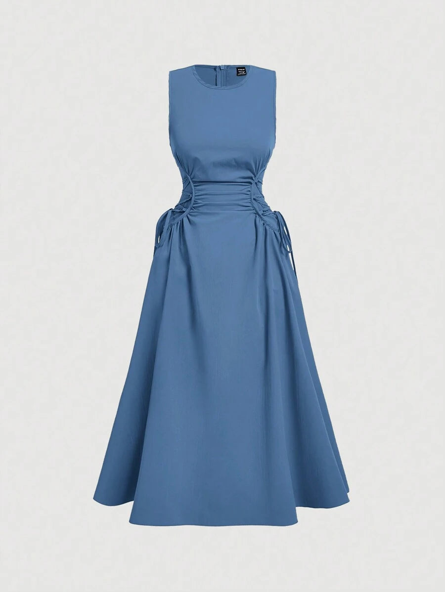 Robe Longue Unicolore à Volants Style Date Night