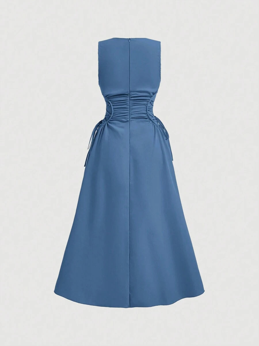 Robe Longue Unicolore à Volants Style Date Night