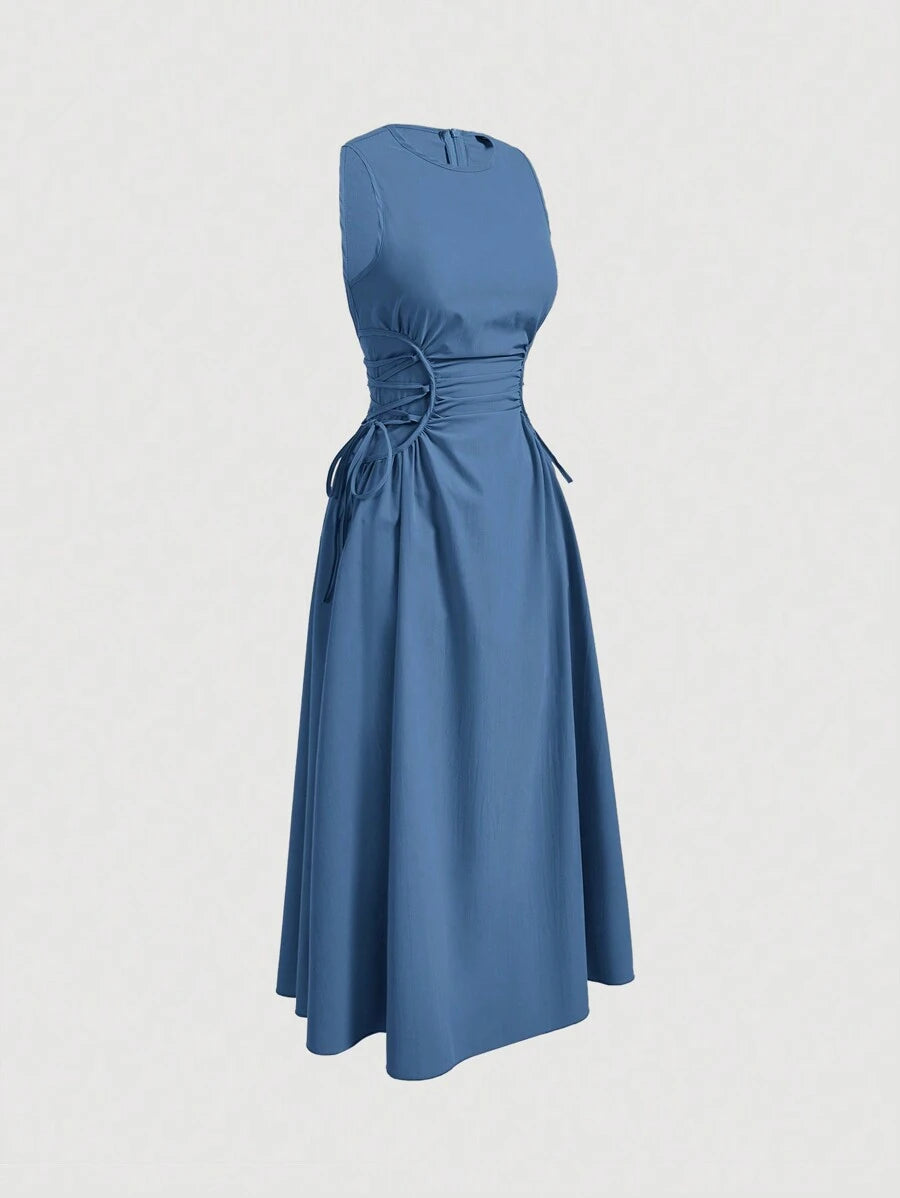 Robe Longue Unicolore à Volants Style Date Night