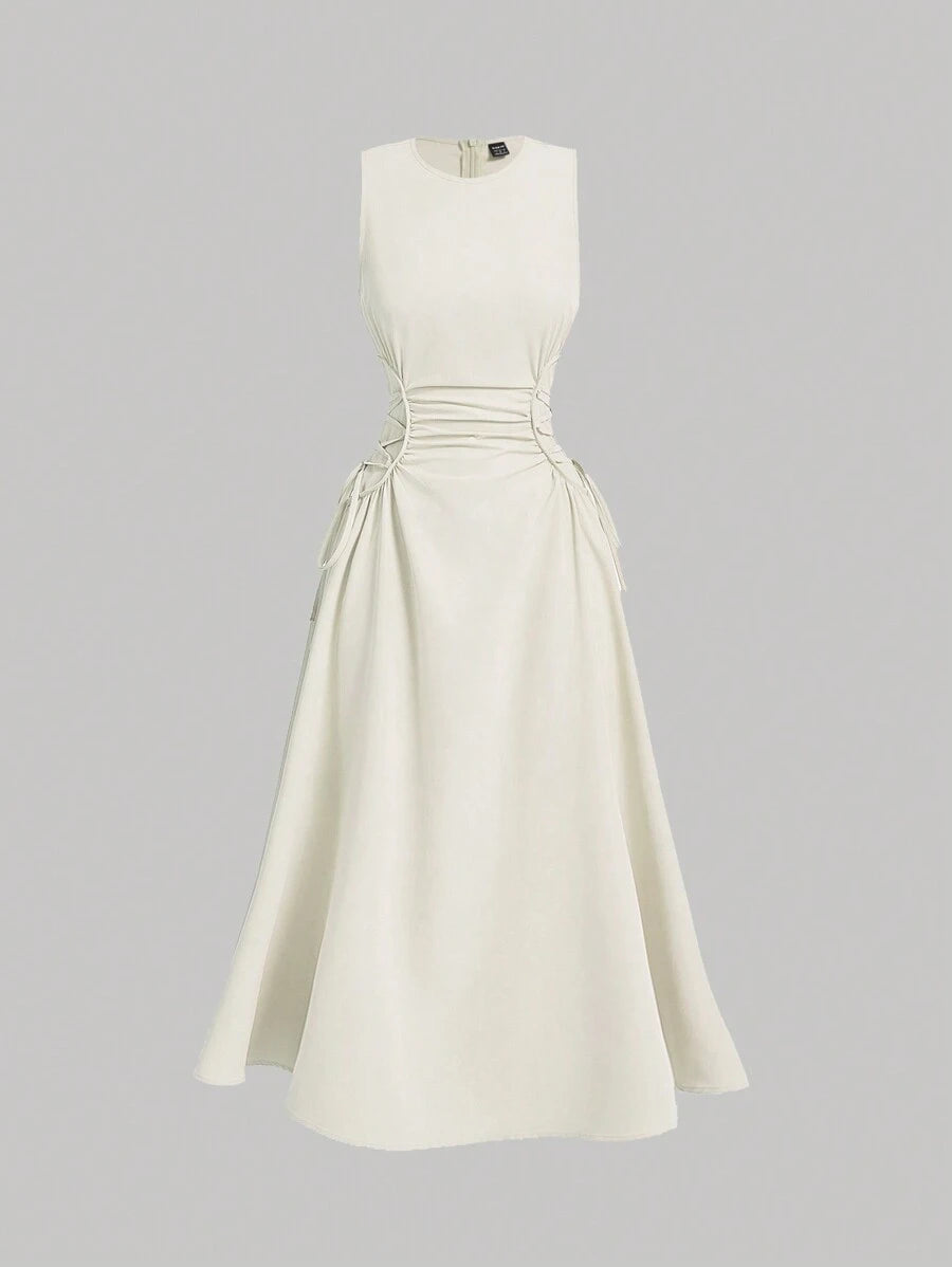 Robe Longue Unicolore à Volants Style Date Night