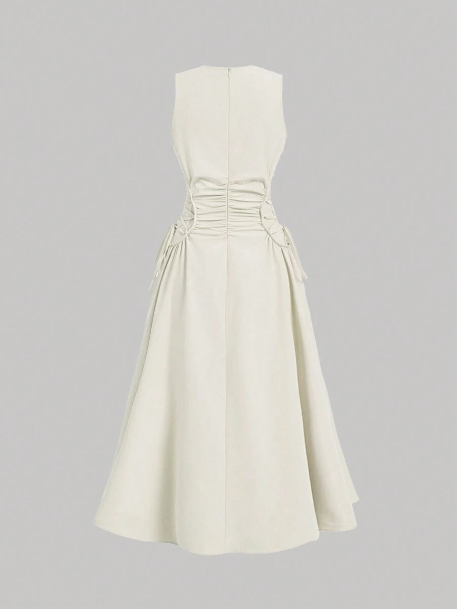 Robe Longue Unicolore à Volants Style Date Night