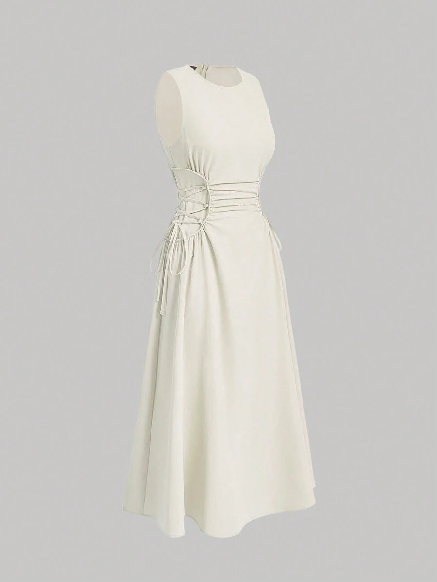 Robe Longue Unicolore à Volants Style Date Night