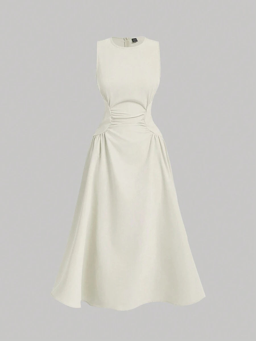 Robe Longue Unicolore à Volants Style Date Night