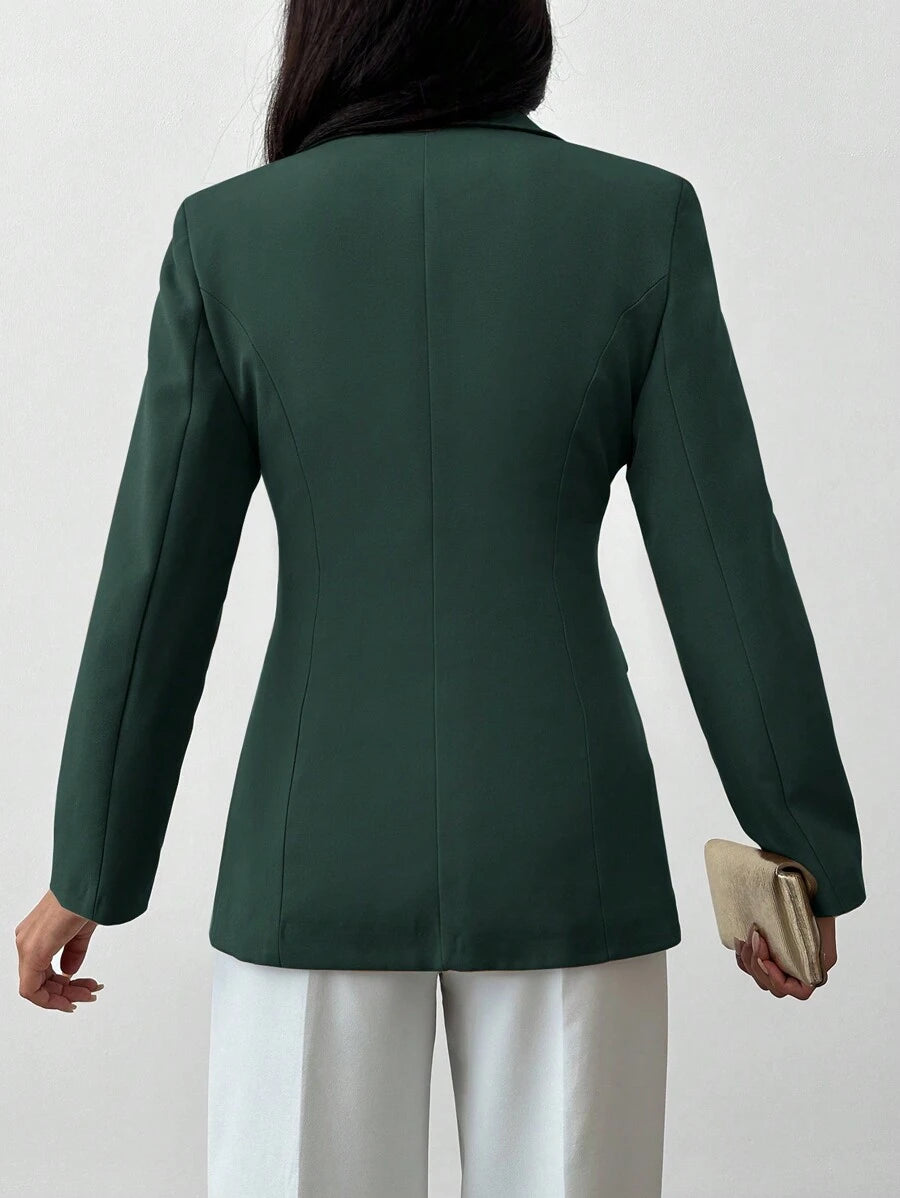 Blazer Femme à Col Revers et Bouton Unique