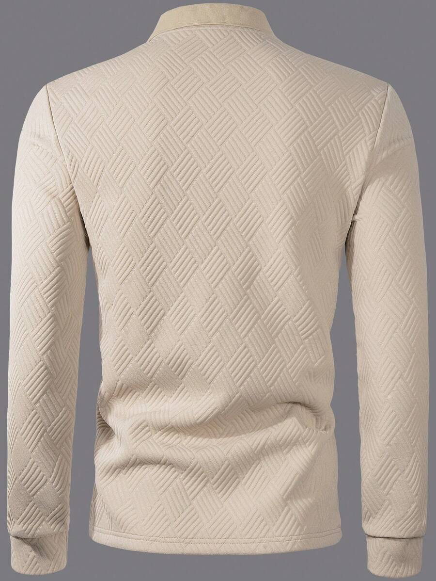 Polo Homme Casual Uni à Manches Longues