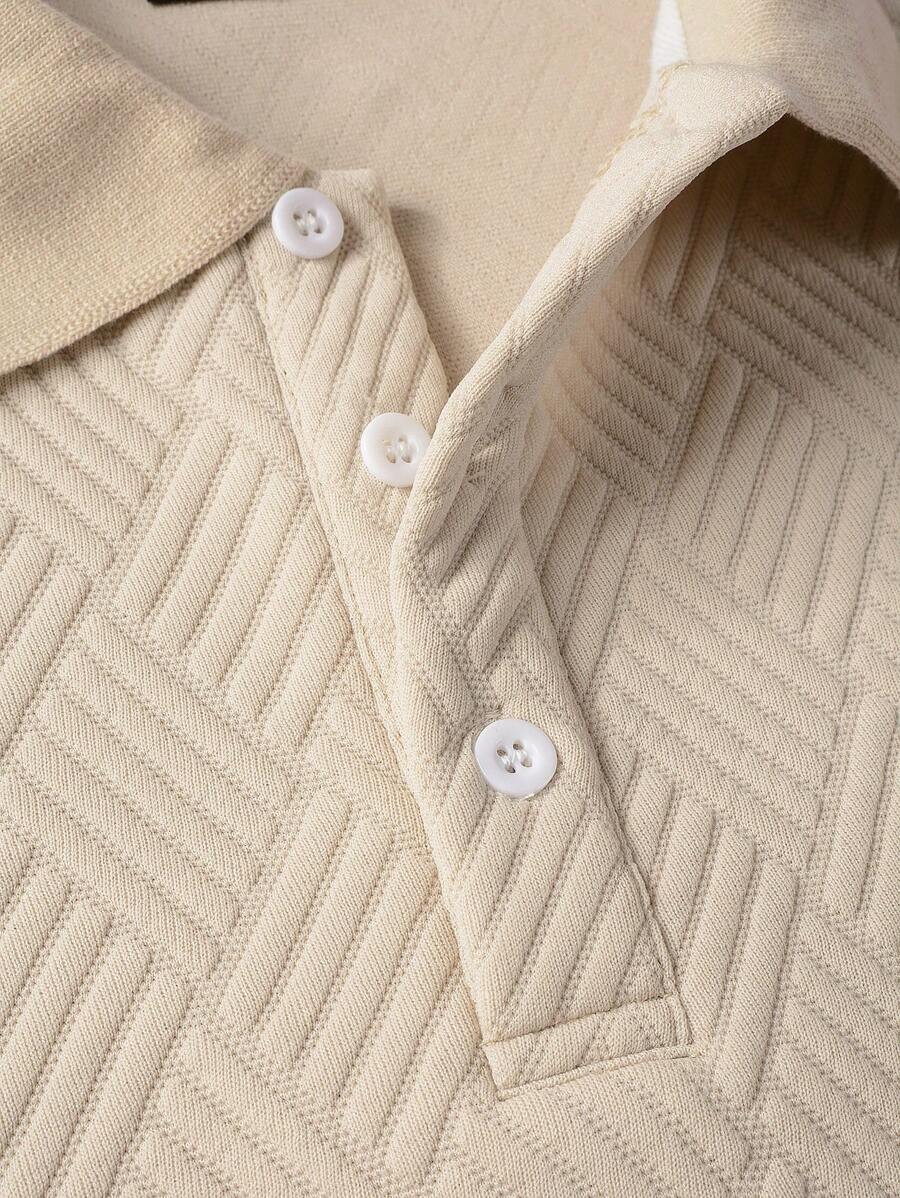 Polo Homme Casual Uni à Manches Longues