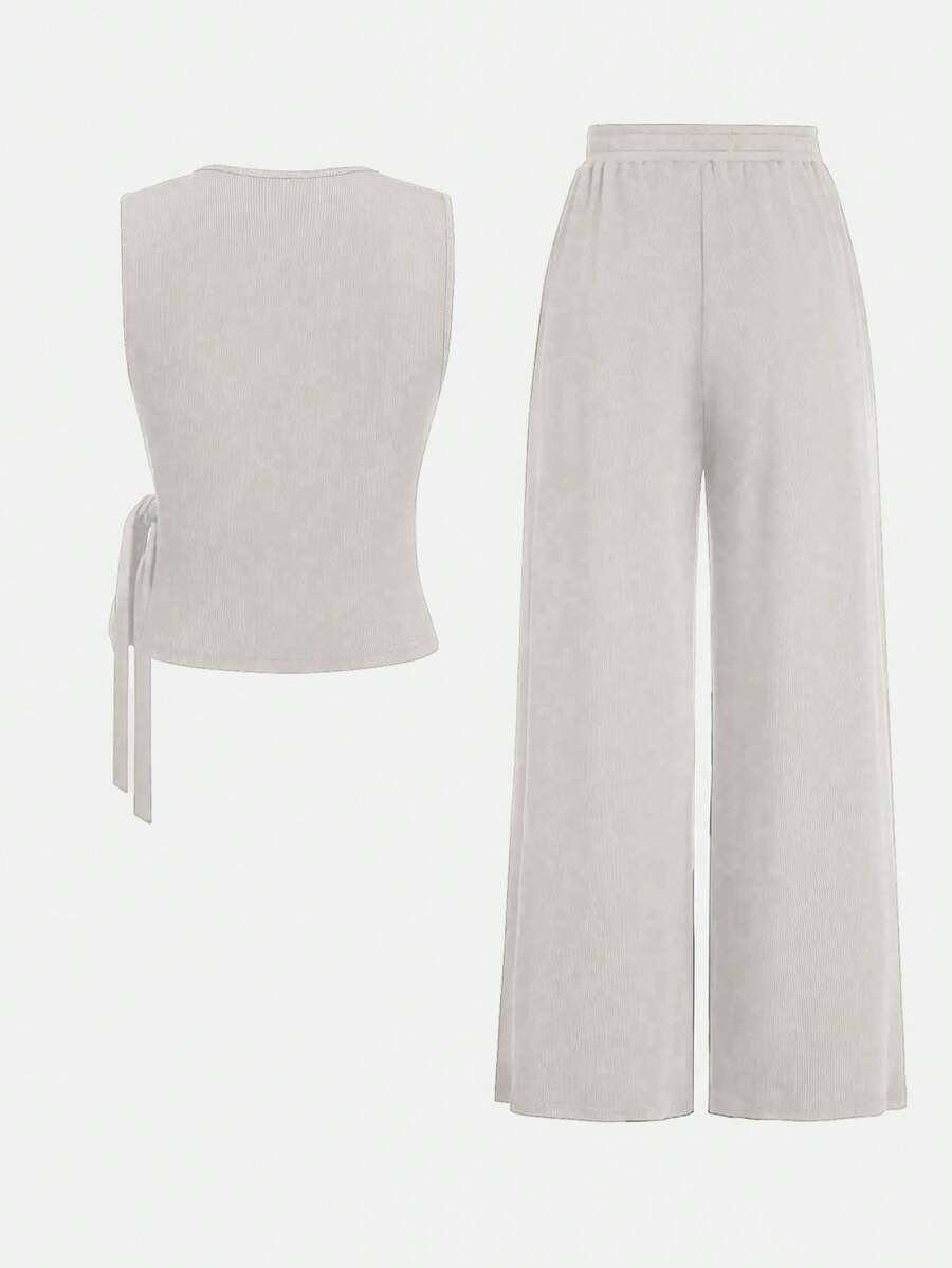 Ensemble décontracté – Débardeur Boutonné & Pantalon