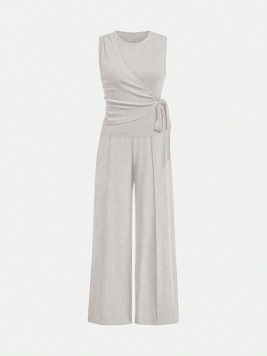 Ensemble décontracté – Débardeur Boutonné & Pantalon