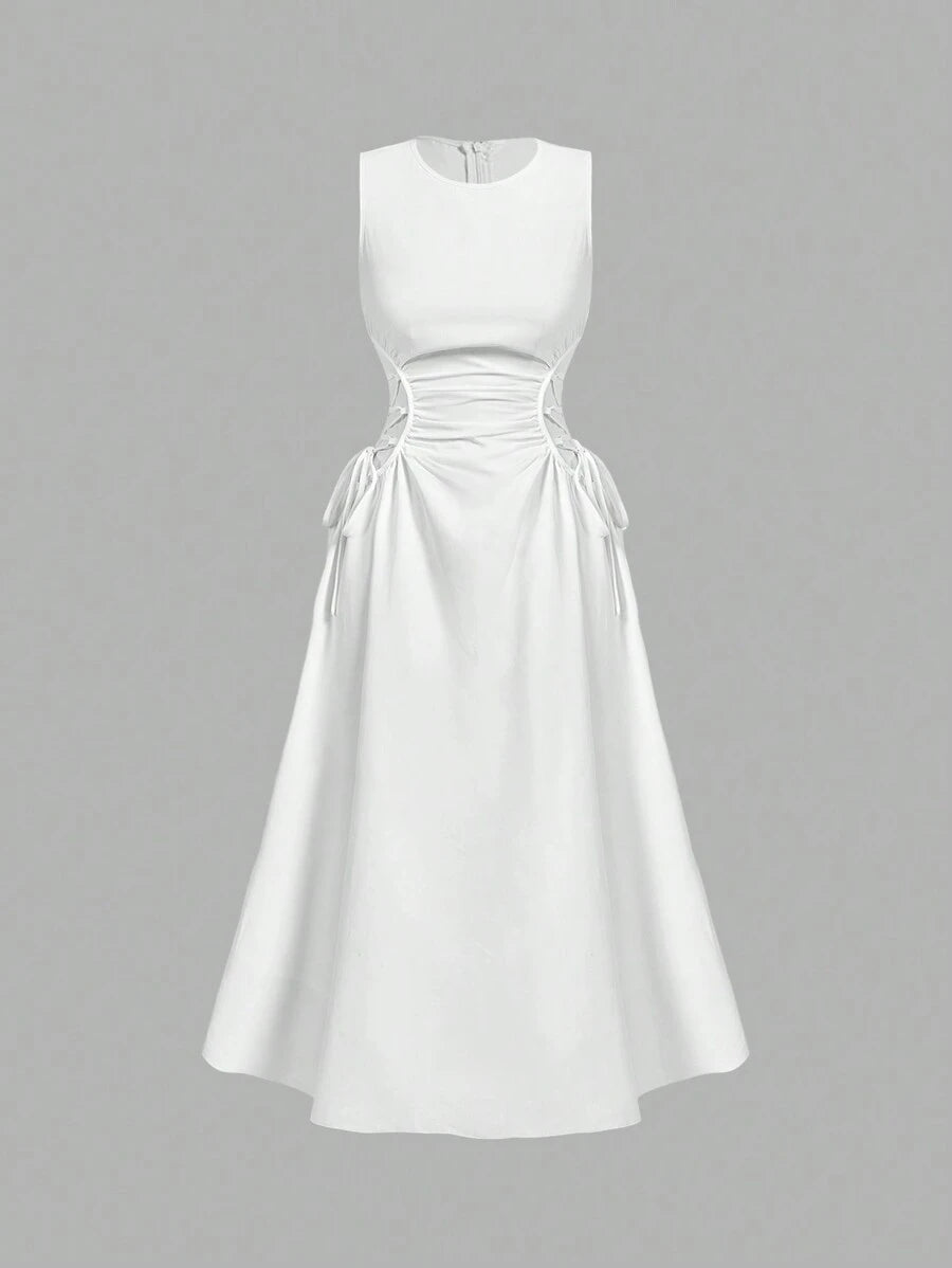 Robe Longue Unicolore à Volants Style Date Night