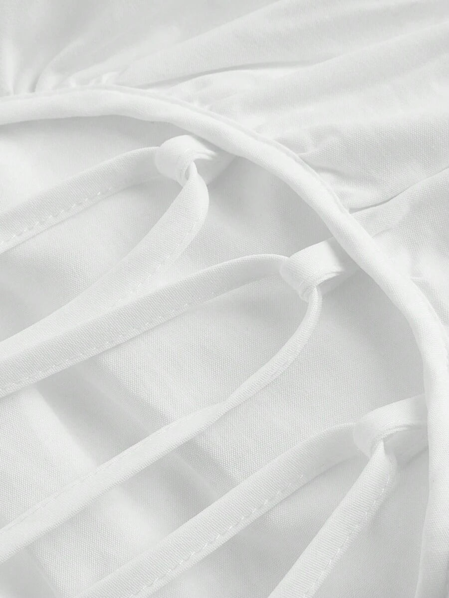 Robe Longue Unicolore à Volants Style Date Night