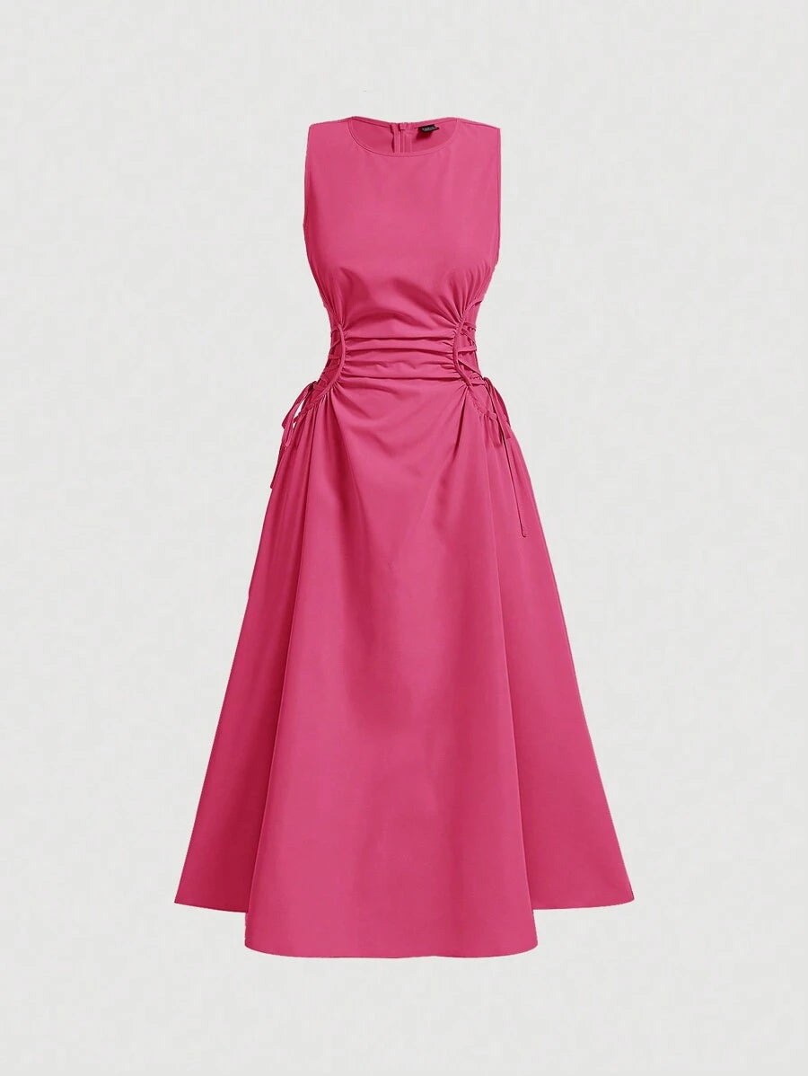 Robe Longue Unicolore à Volants Style Date Night