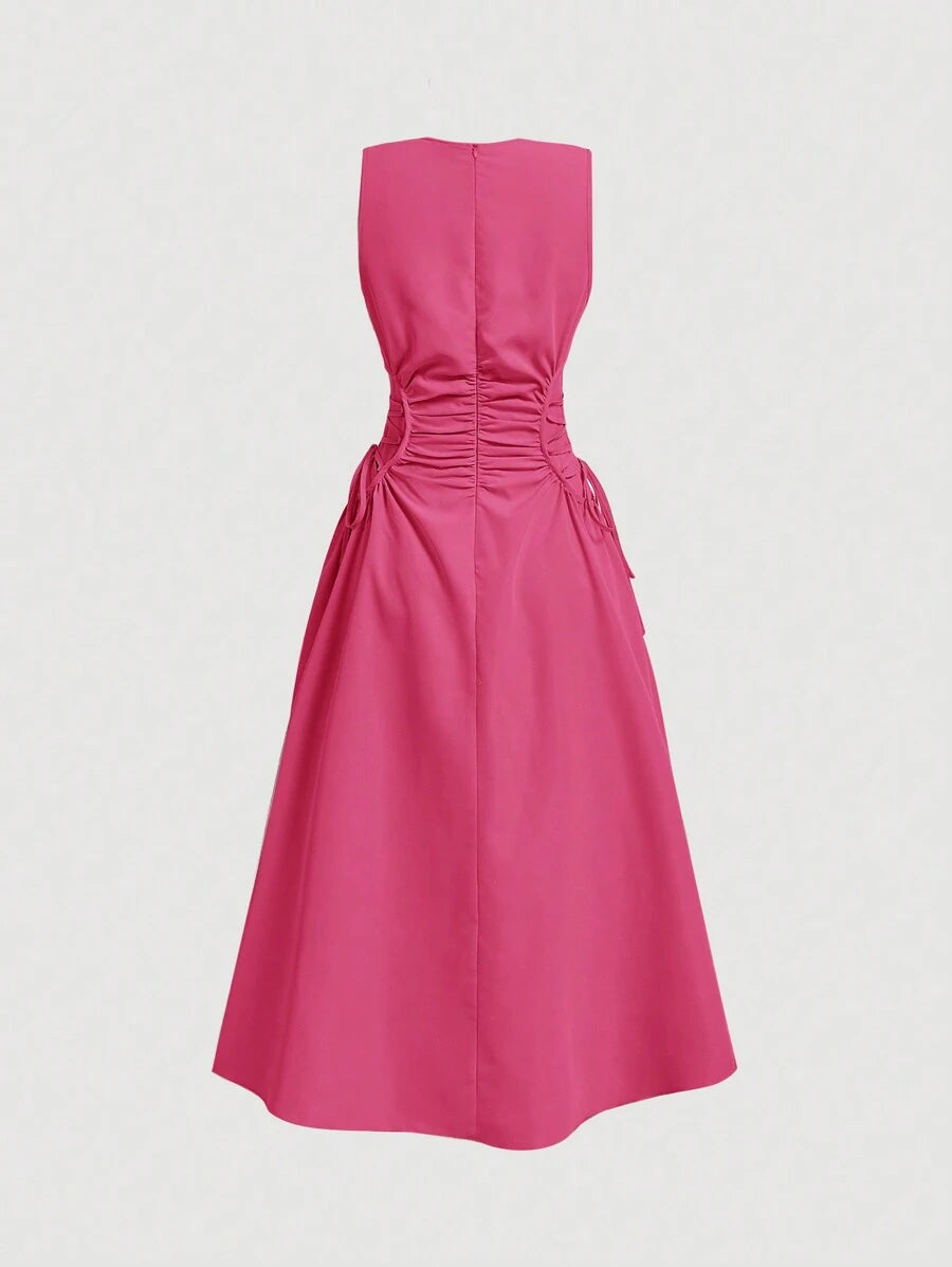 Robe Longue Unicolore à Volants Style Date Night