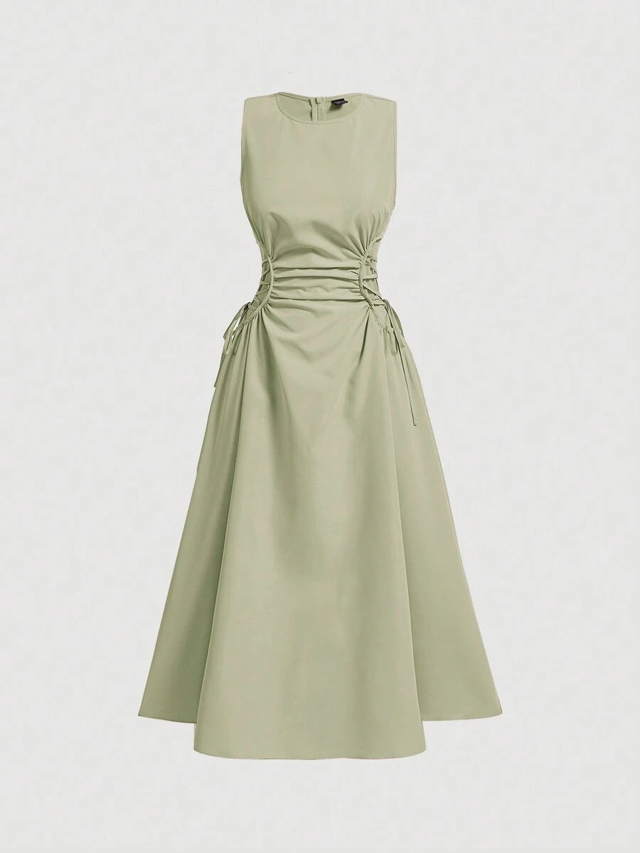 Robe Longue Unicolore à Volants Style Date Night