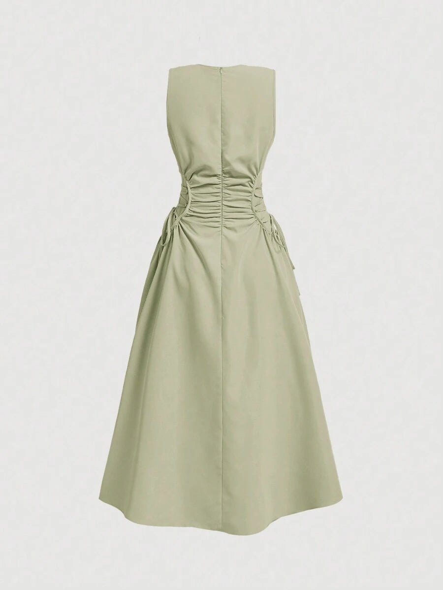 Robe Longue Unicolore à Volants Style Date Night