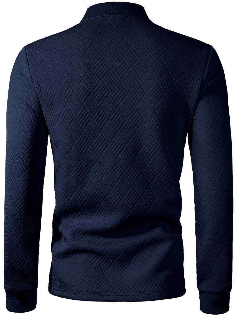 Polo Homme Casual Uni à Manches Longues