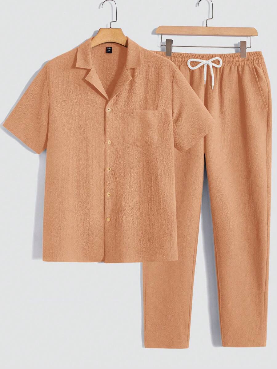 Set Décontracté Homme – T-shirt & Pantalon Uni