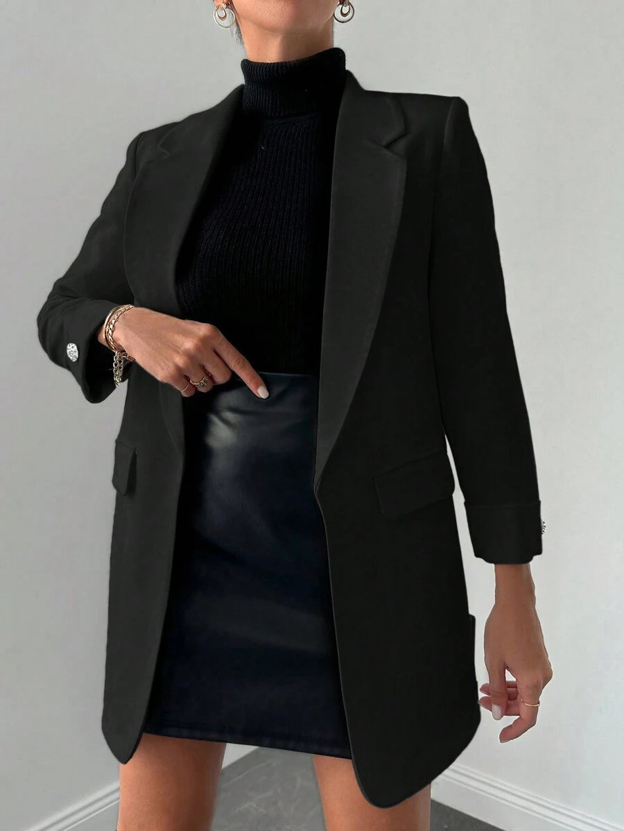 Veste Femme Élégante à Revers Minces