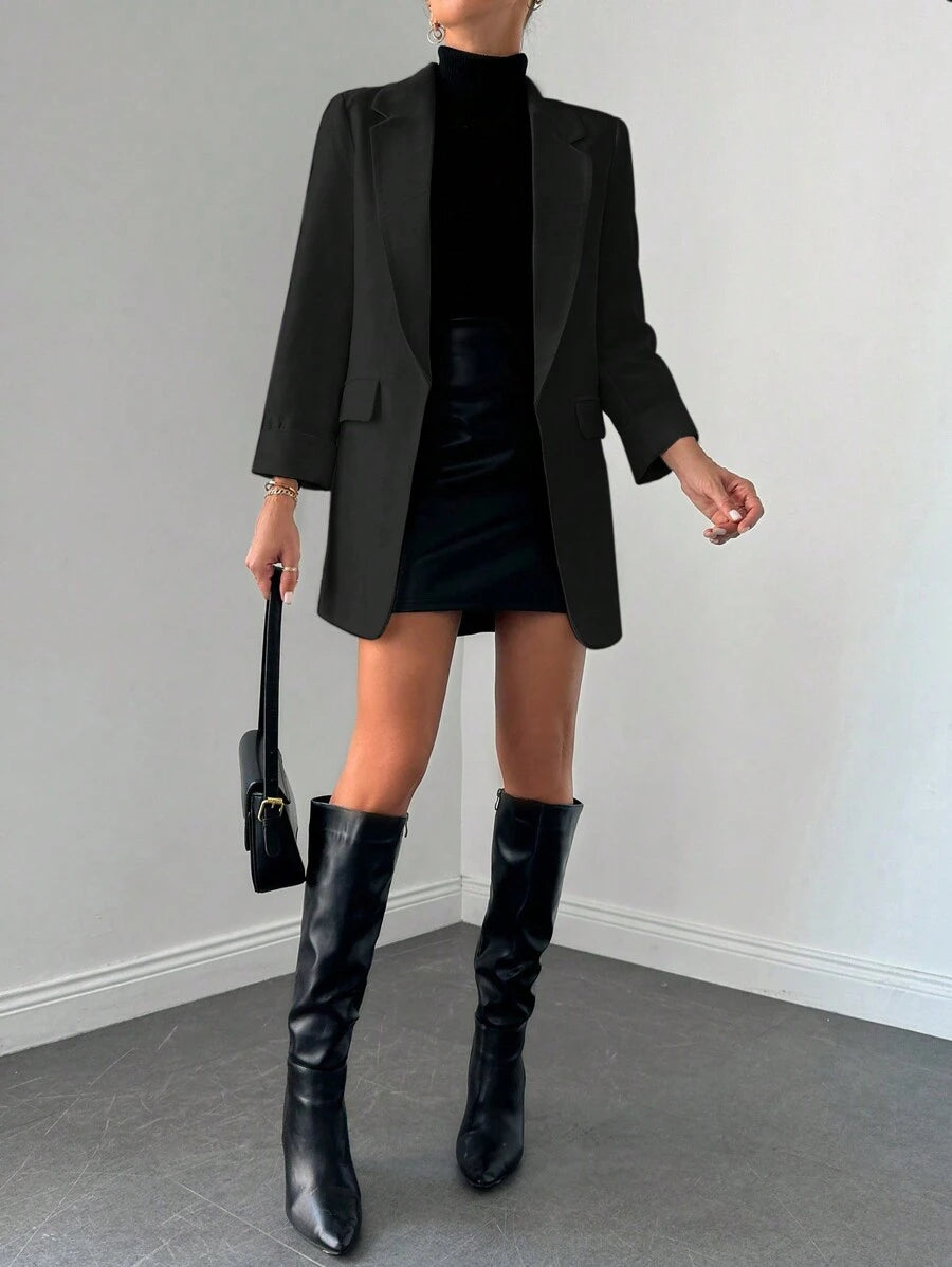 Veste Femme Élégante à Revers Minces