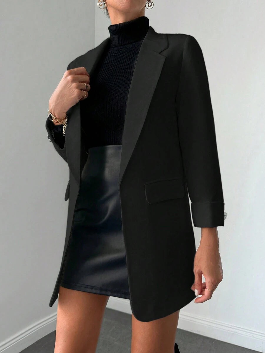 Veste Femme Élégante à Revers Minces