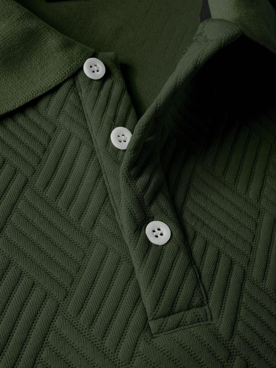 Polo Homme Casual Uni à Manches Longues