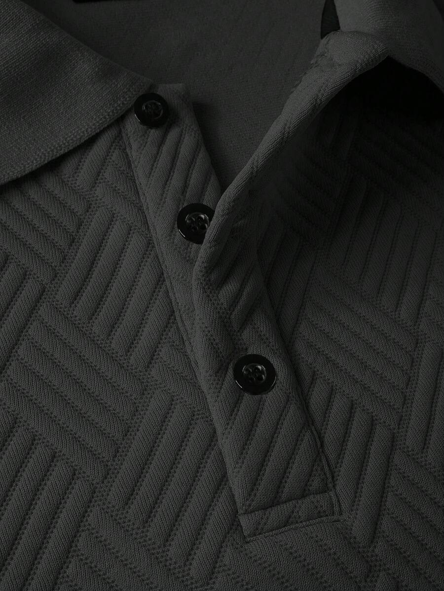 Polo Homme Casual Uni à Manches Longues
