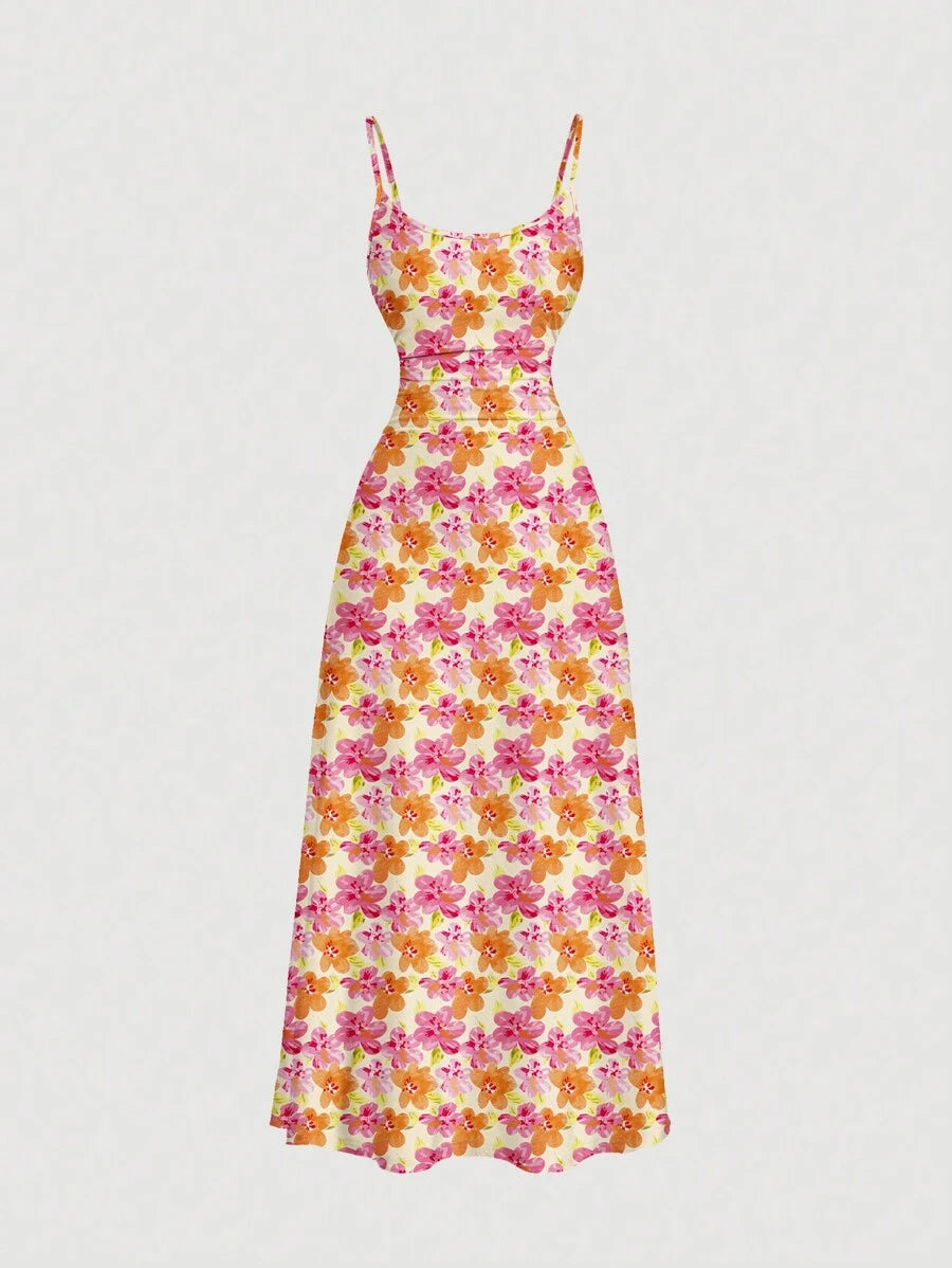 Robe Cami Évasée Unicolore Élégante