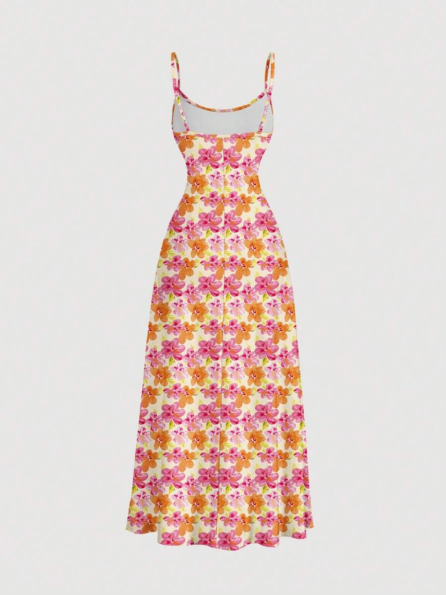 Robe Cami Évasée Unicolore Élégante