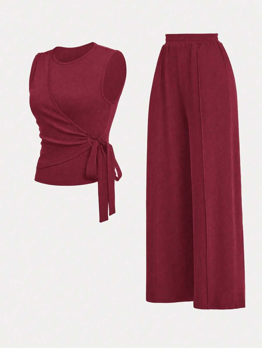 Ensemble décontracté – Débardeur Boutonné & Pantalon