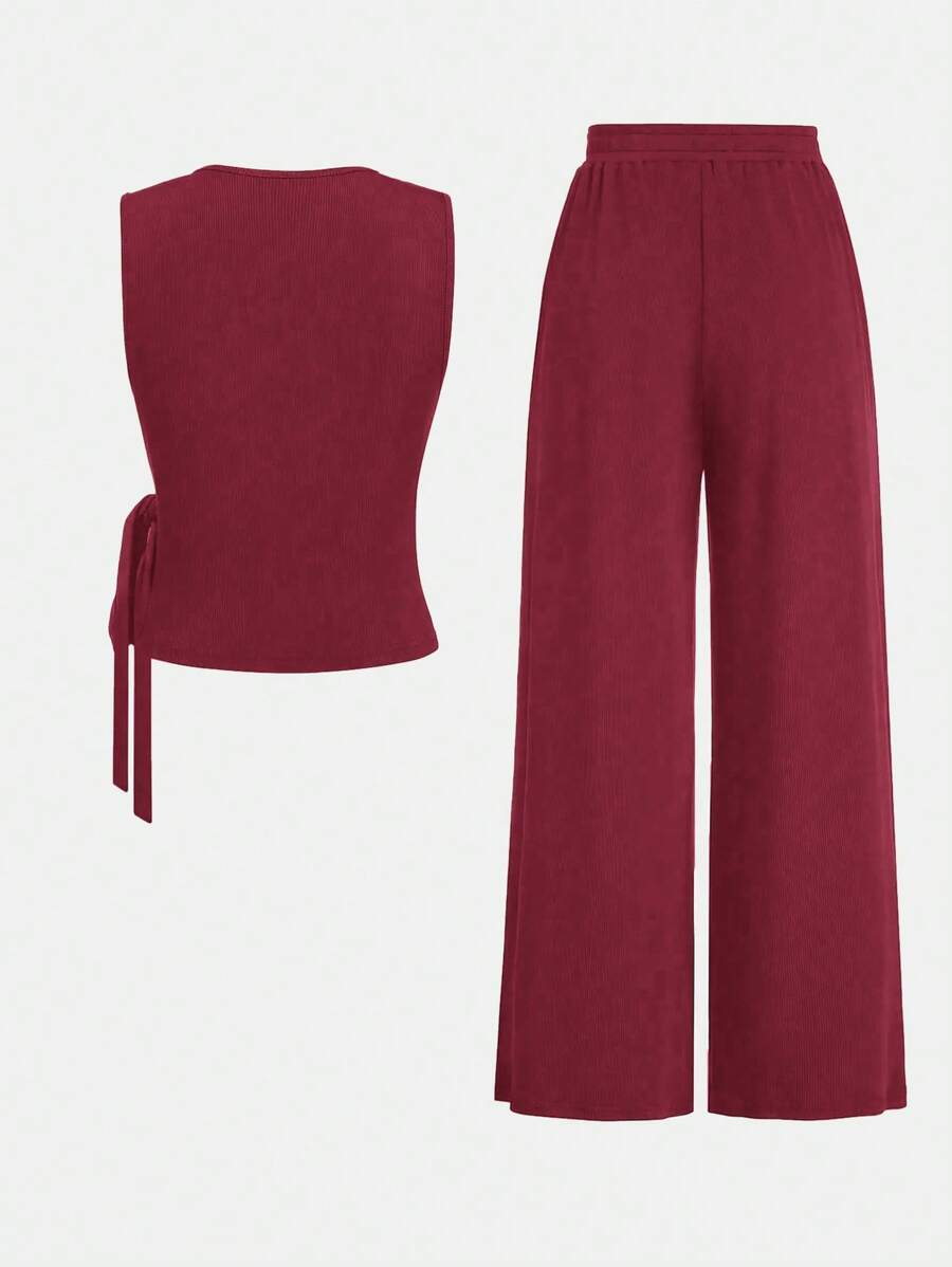 Ensemble décontracté – Débardeur Boutonné & Pantalon