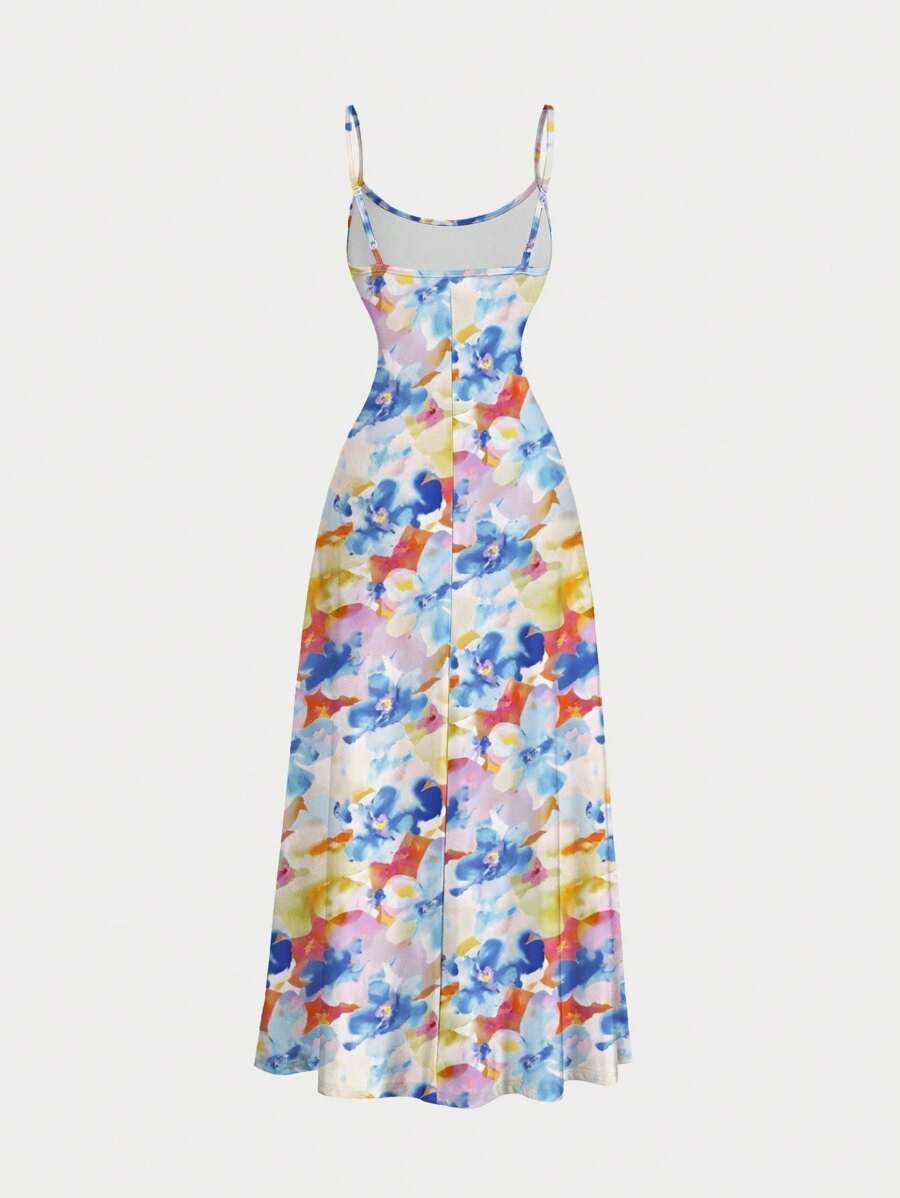 Robe Cami Évasée Unicolore Élégante