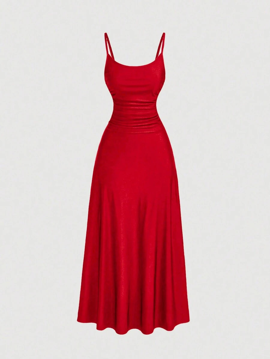 Robe Cami Évasée Unicolore Élégante