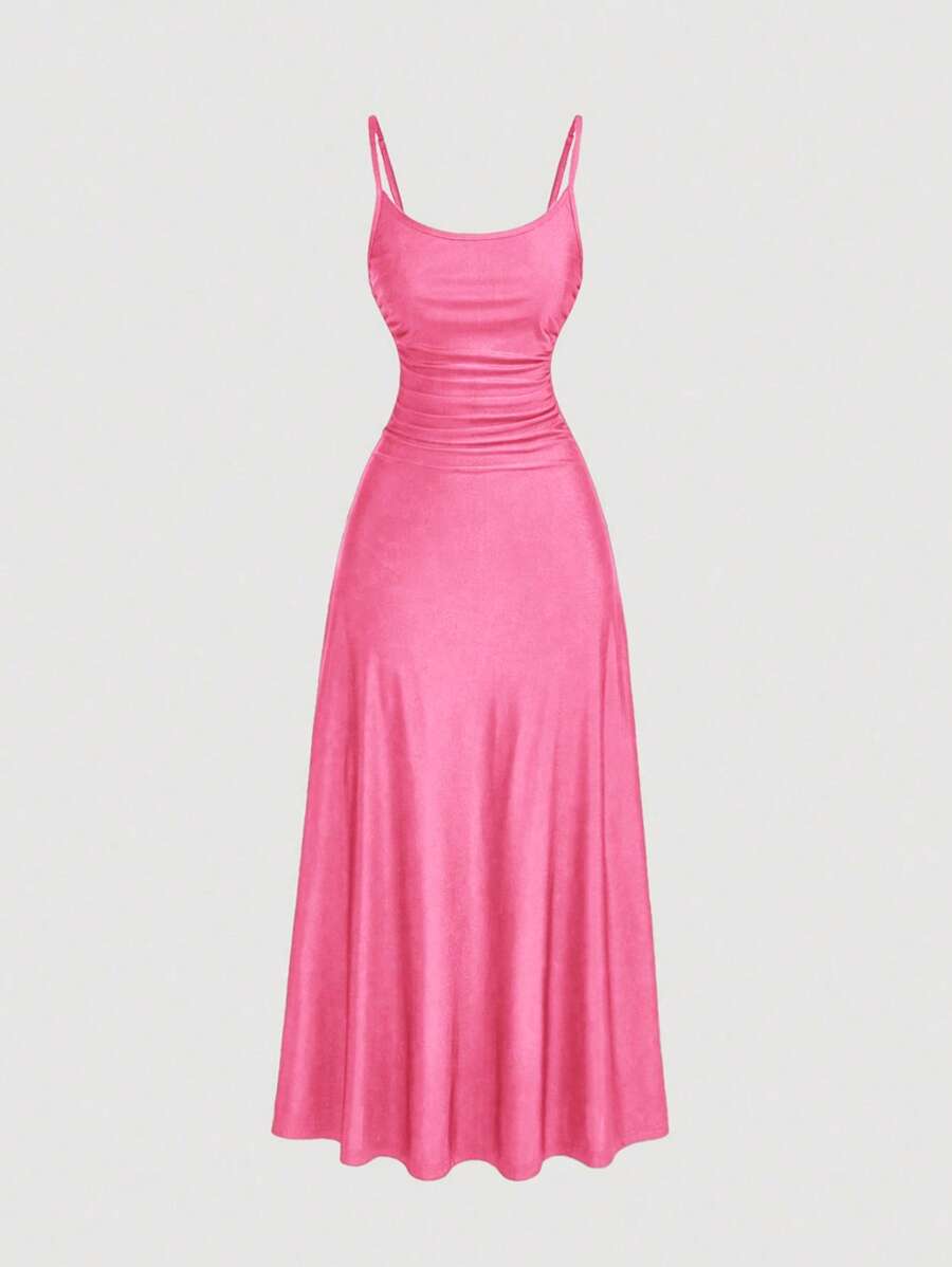 Robe Cami Évasée Unicolore Élégante