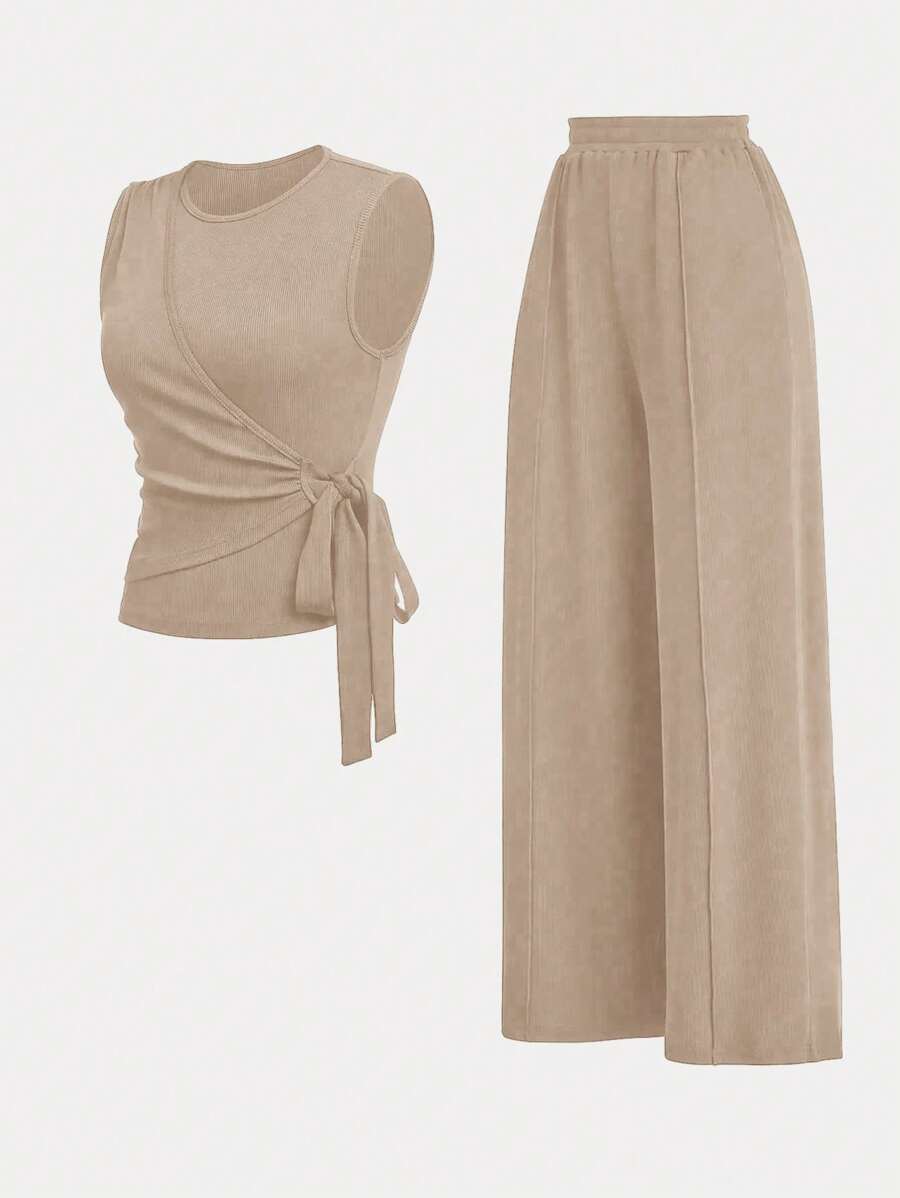 Ensemble décontracté – Débardeur Boutonné & Pantalon