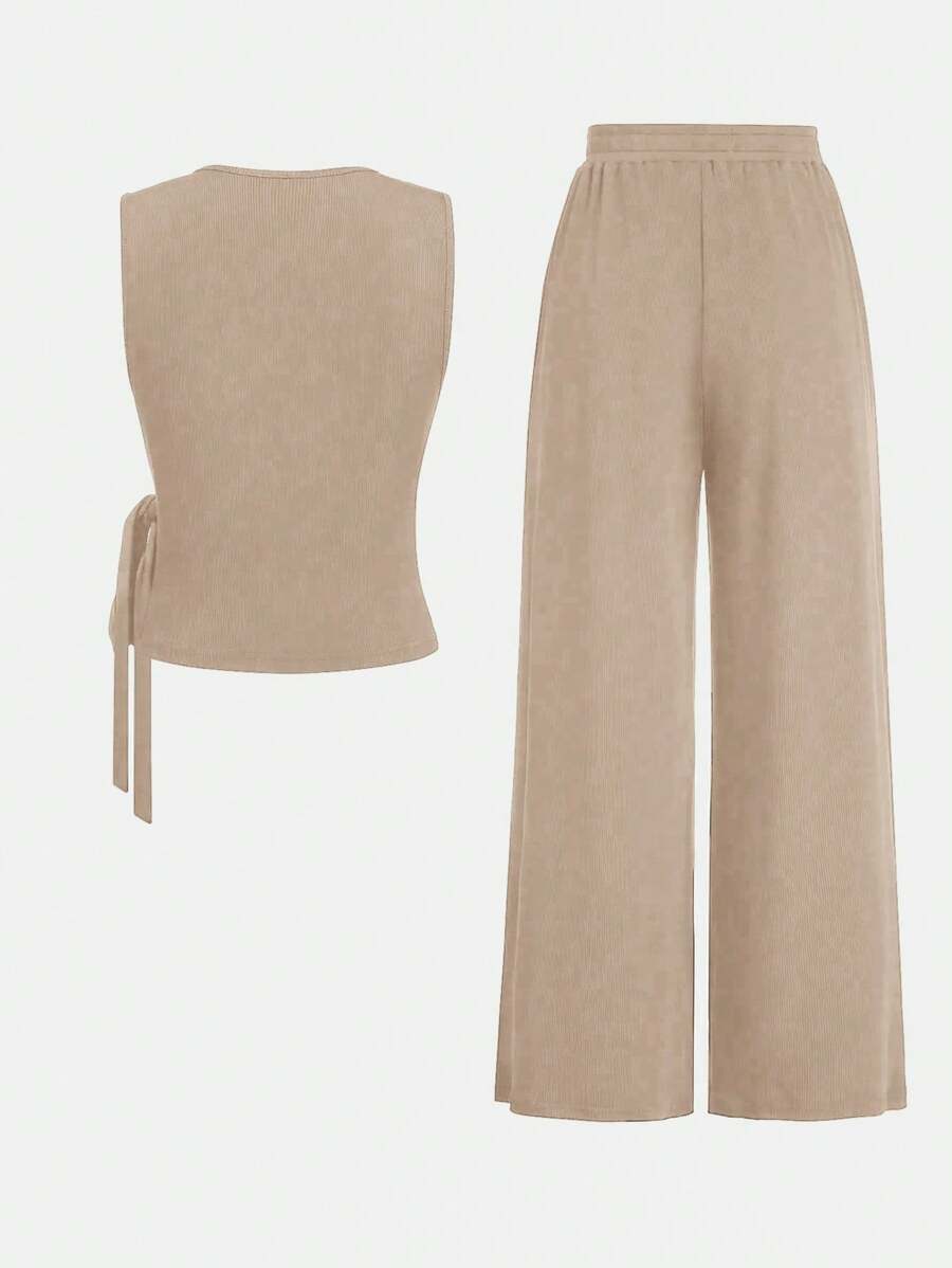 Ensemble décontracté – Débardeur Boutonné & Pantalon
