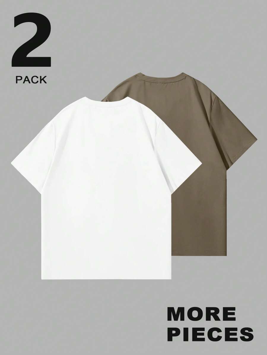T-shirt Homme Uni à Col Rond et Manches Courtes