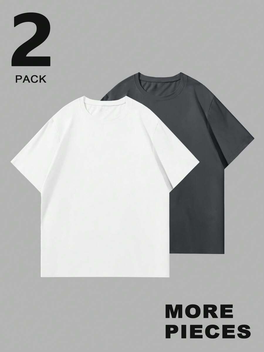 T-shirt Homme Uni à Col Rond et Manches Courtes