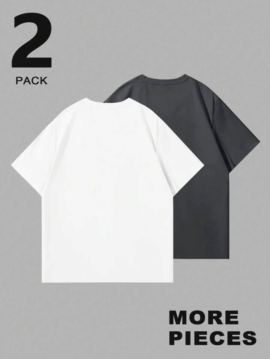 T-shirt Homme Uni à Col Rond et Manches Courtes