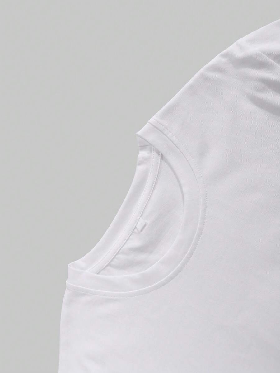 T-shirt Homme Uni à Col Rond et Manches Courtes