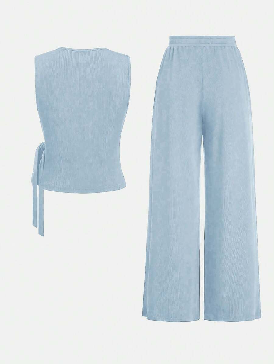 Ensemble décontracté – Débardeur Boutonné & Pantalon