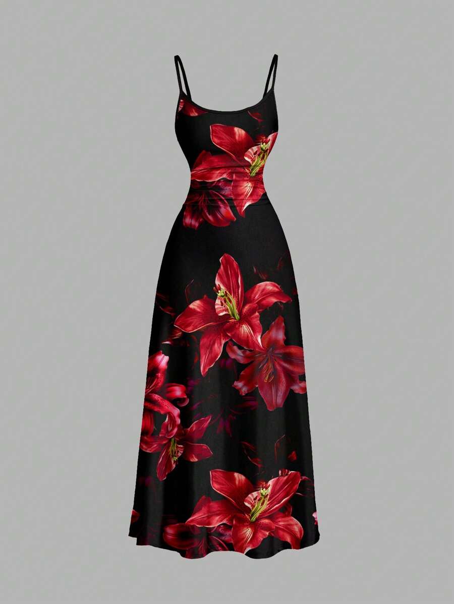 Robe Cami Évasée Unicolore Élégante