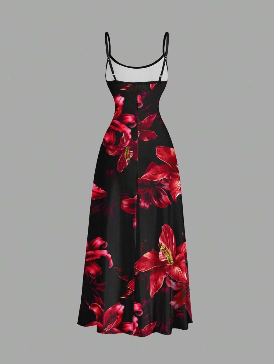 Robe Cami Évasée Unicolore Élégante